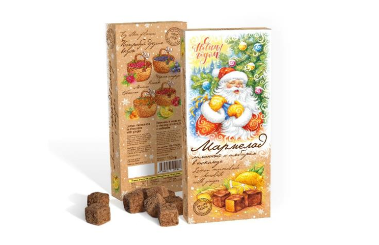  Сладарт(11443) Мармелад НОВОГОДНИЙ Лимонный с имбирём в тёмном шоколаде, 150г    в Пензе